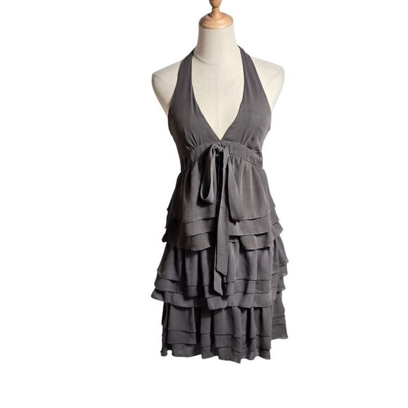 Zara Basic Olive Green Ruffle Halter Dress - Picture 1 of 7